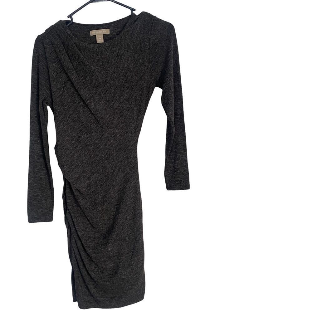Banana Republic Dress Womens PXS Gray Long Sleeve Ruched Draped Knit Business